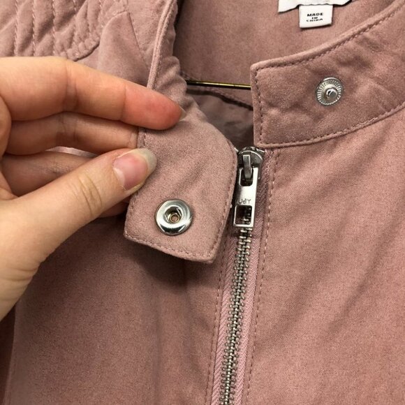 Jacqueline de Yong pale pink  faux suede moto jacket 40 - Picture 9 of 14